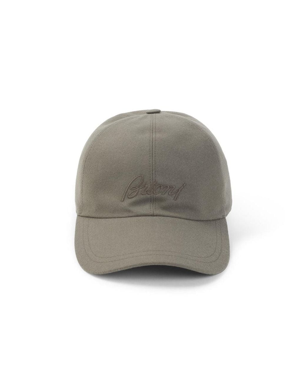 Brioni Gray Khaki Logo Baseball Cap for men