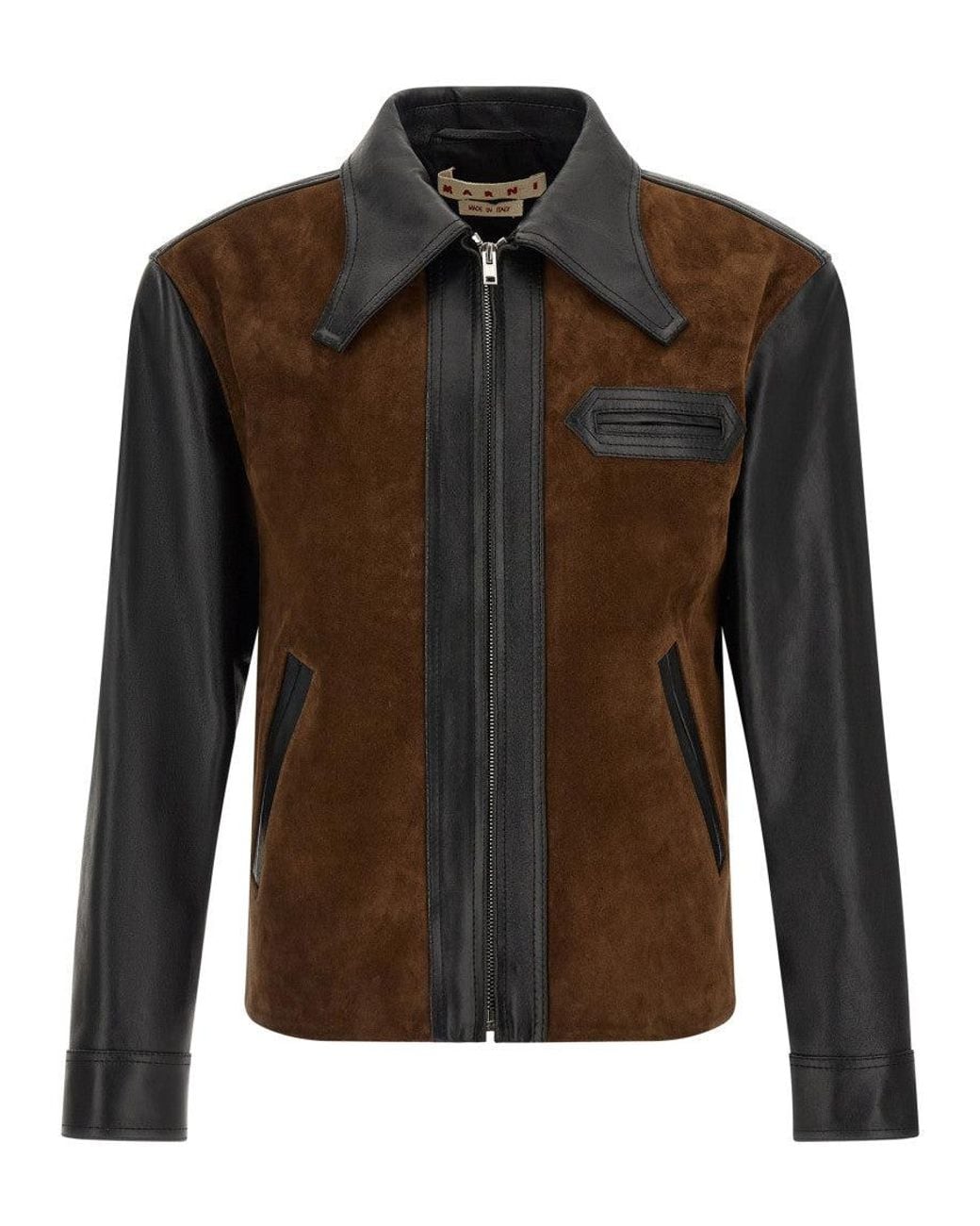 Marni Brown Leather Jacket for men