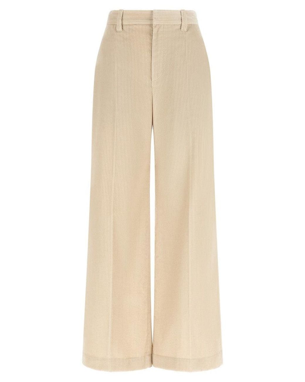 Brunello Cucinelli Natural Loose Flat Front Pants