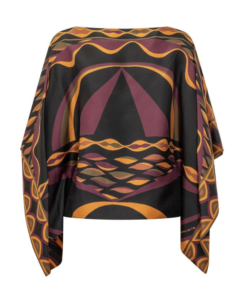 Emilio Pucci Multicolor Abstract Boat Neck Top
