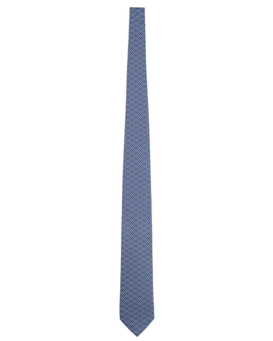 Ferragamo Blue Logo Printed Tie for men