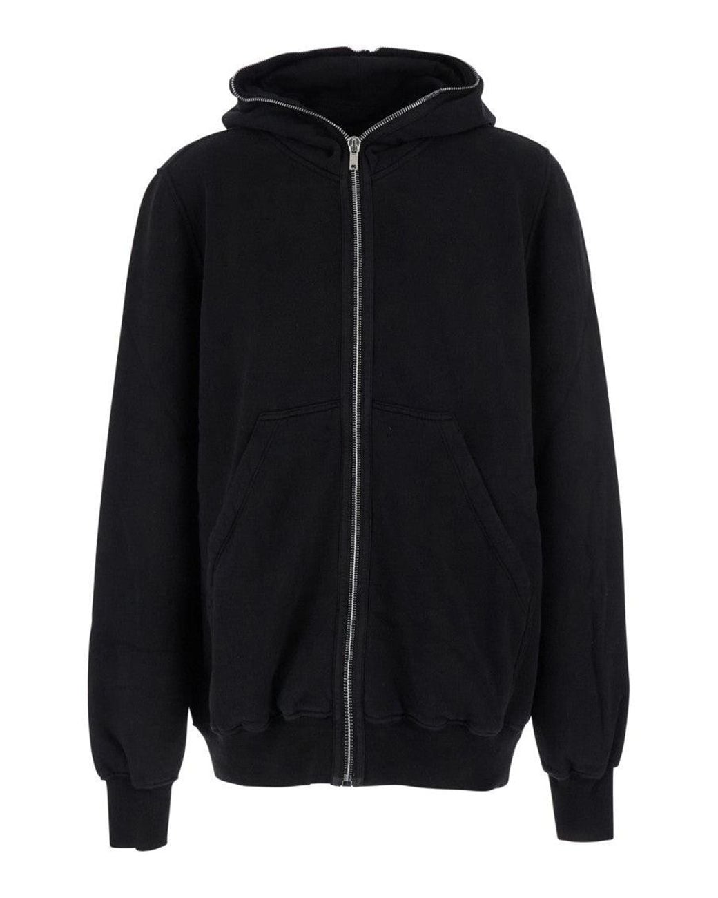 Rick Owens Black Hoodie With Kangaroo Pocket On The Front for men