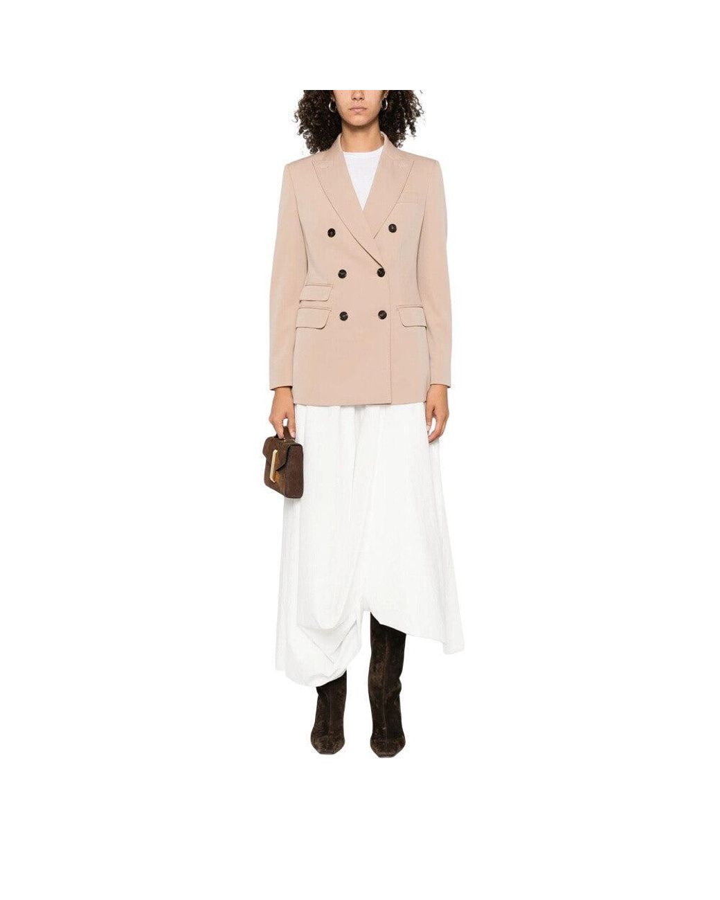 Max Mara Natural Solid Peaked Lapel Blazer