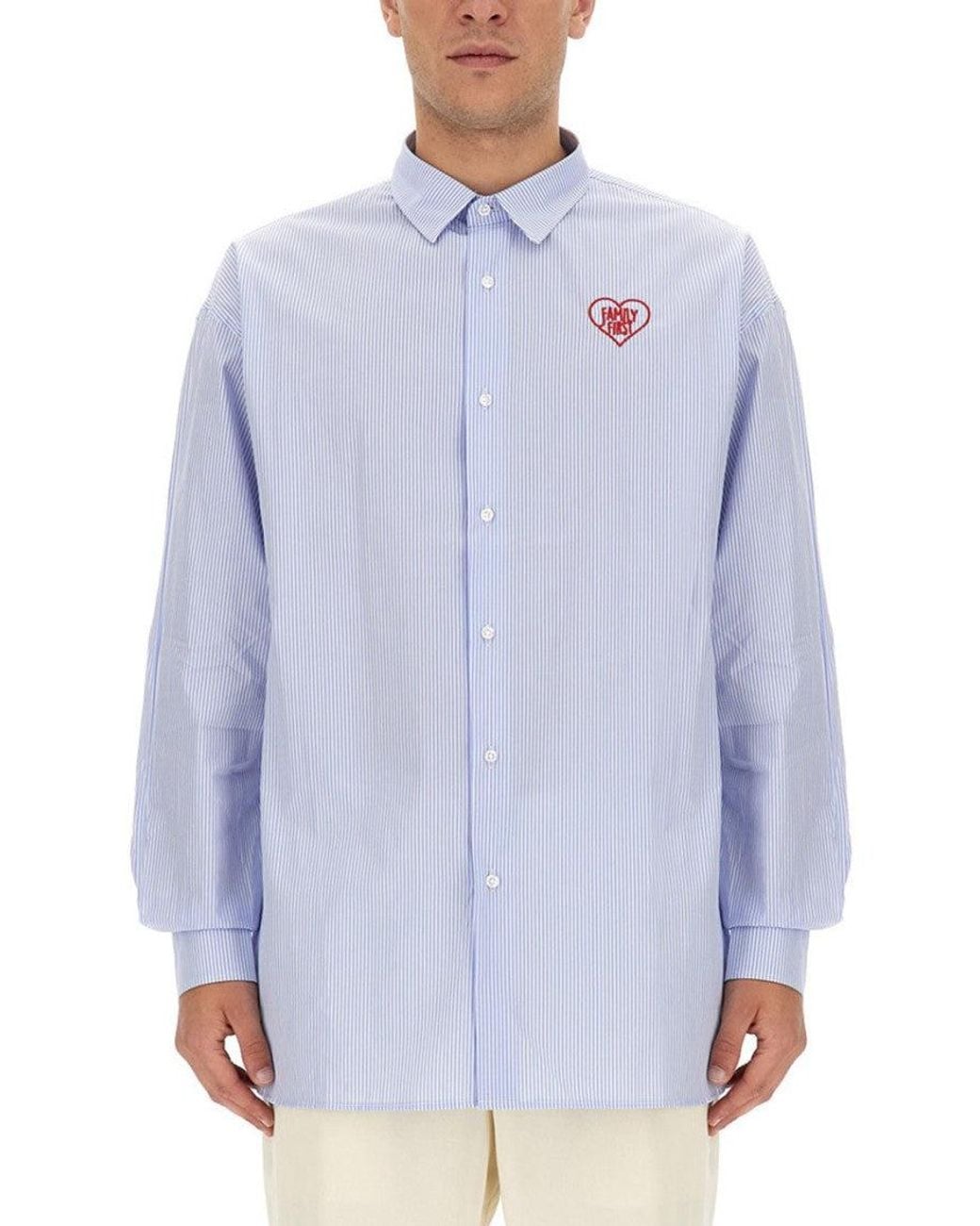 FAMILY FIRST Blue Light Stripes Shirt for men