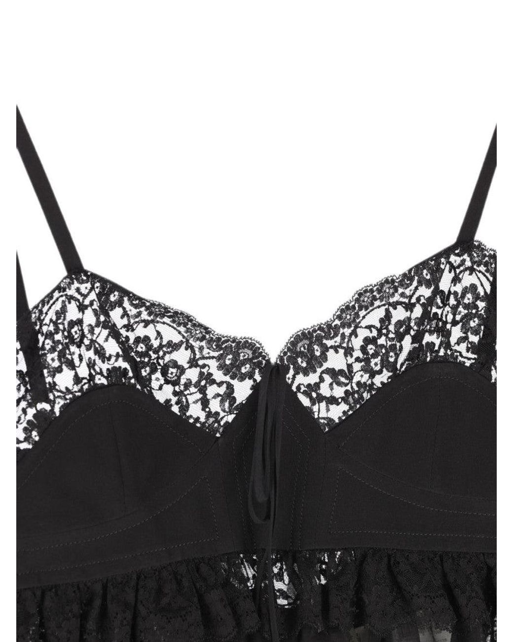 Chloé Black Lace Sweet Heart Neck Top