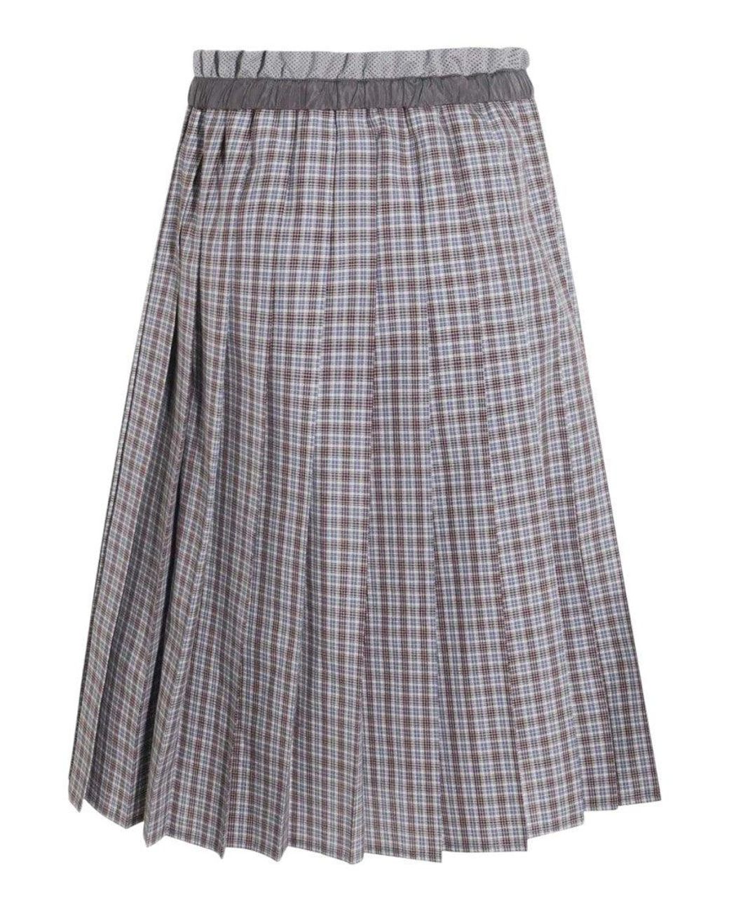 Miu Miu Gray Plaid Midi Skirt