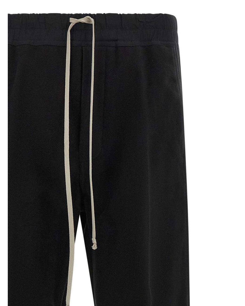Rick Owens Black Straight Drawstring Pants for men