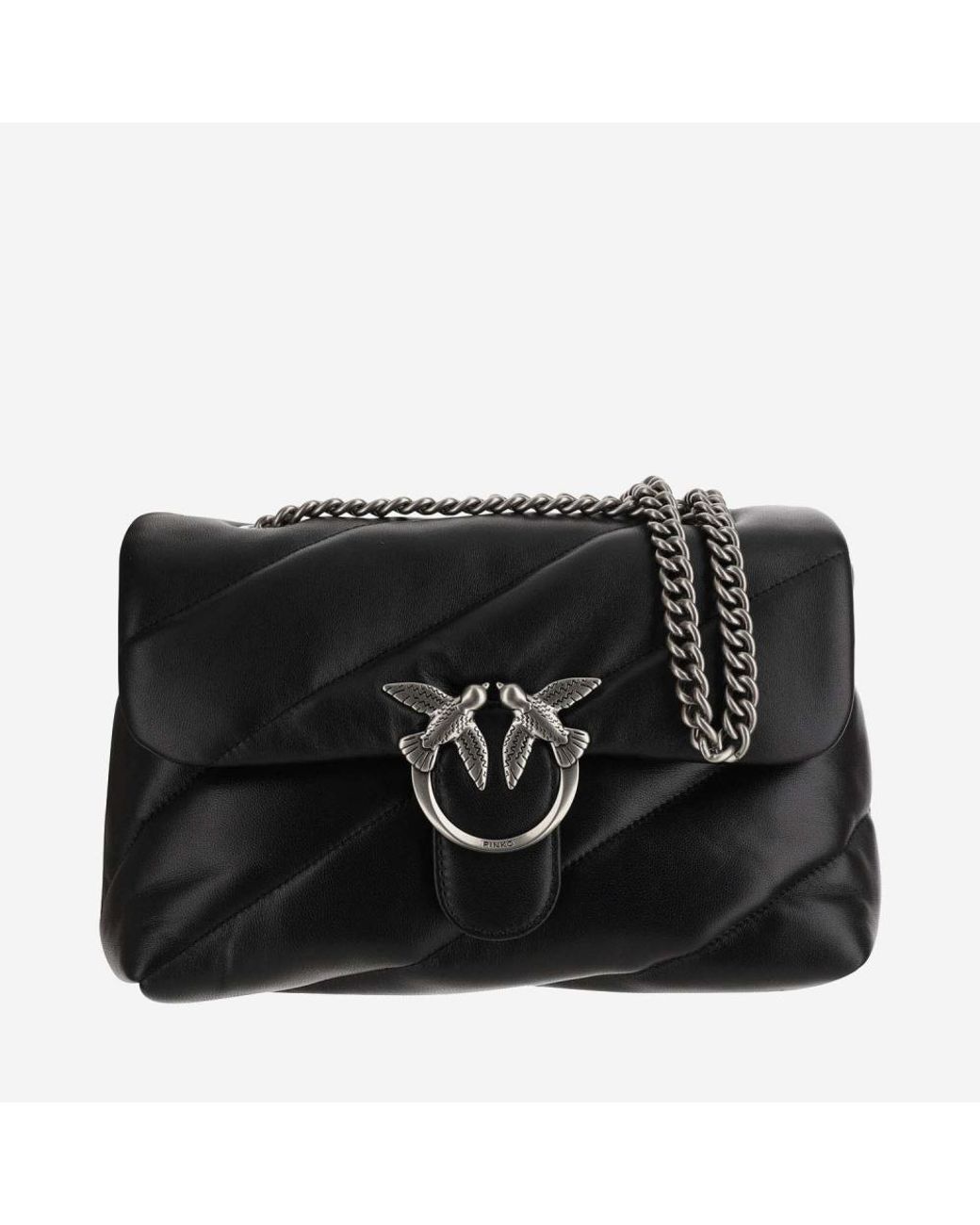 Pinko Black Quilted Leather Puff Bag