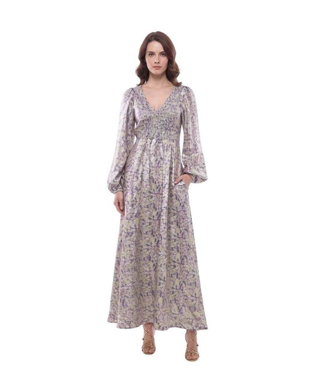 Stella McCartney Purple Floral V Neck Maxi Dress