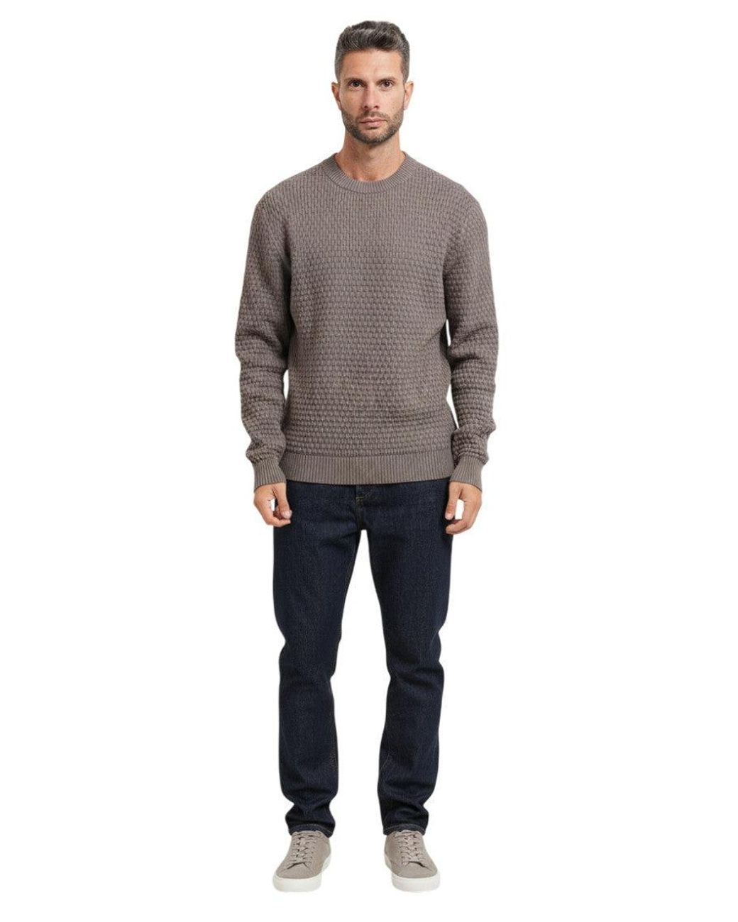 HUGO Gray Crew Neck Sweater for men