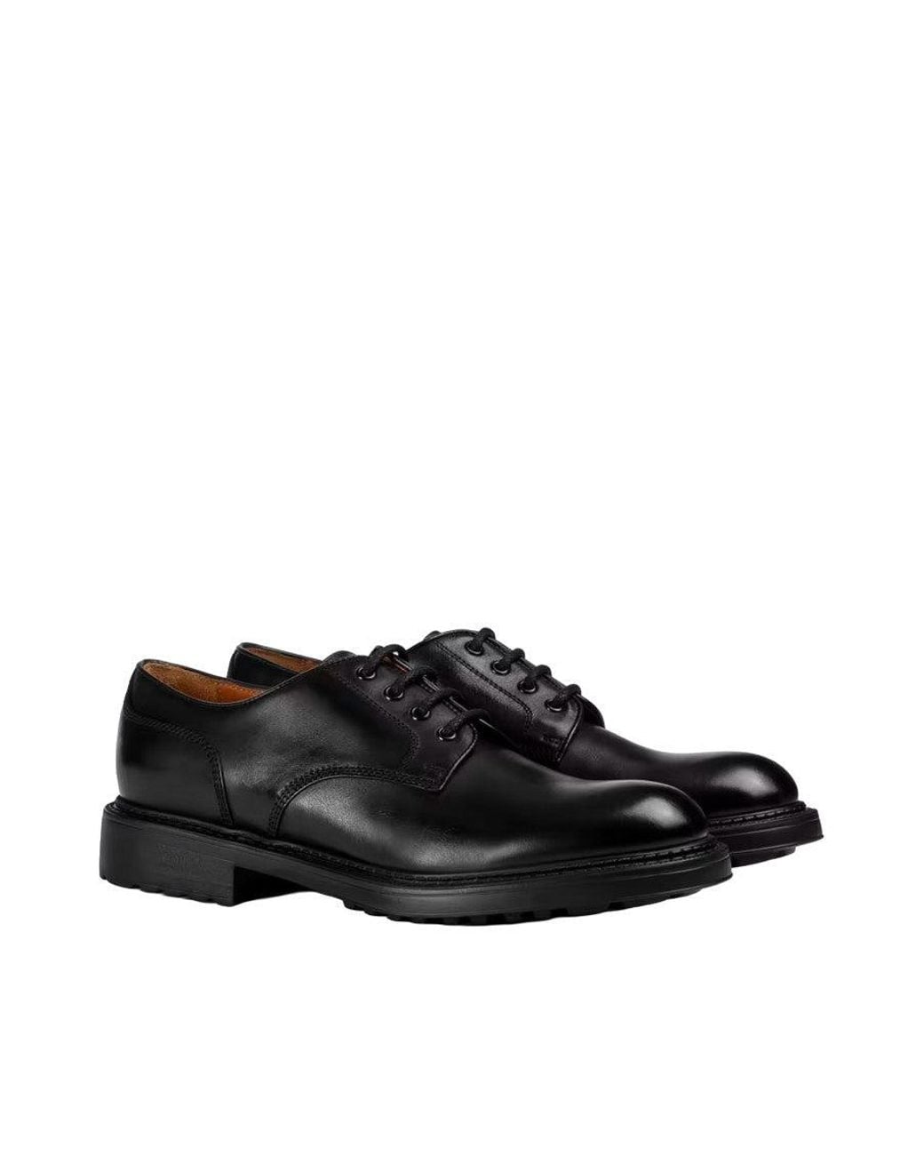 Doucal's Black Leather Lace Up Shoes for men