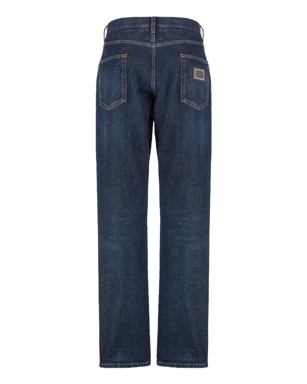 Dolce & Gabbana Blue Straight Fit Jeans for men