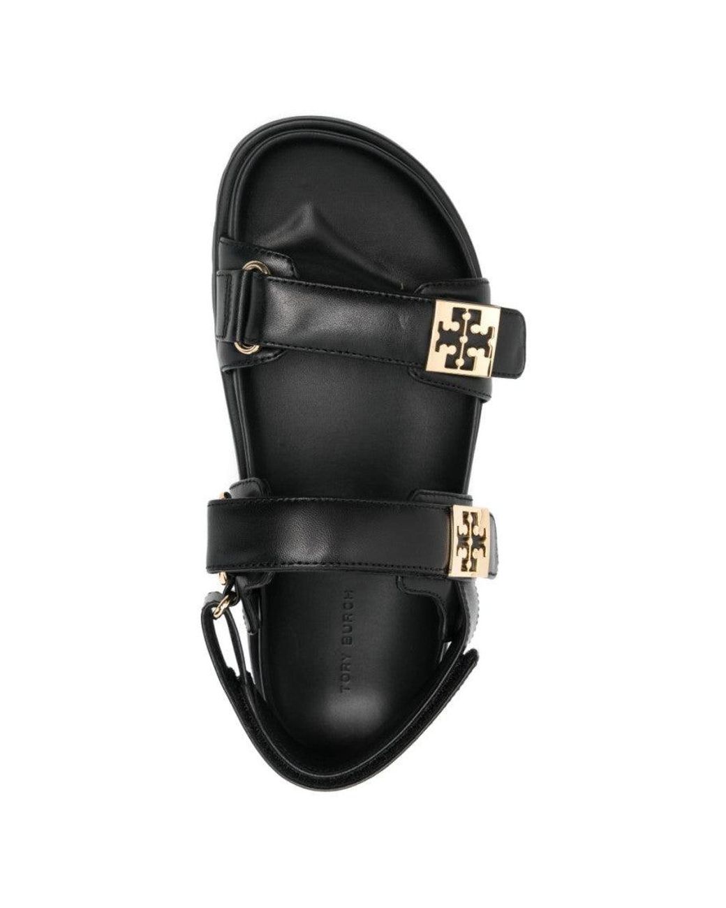 Tory Burch Black Logo Leather Sandals