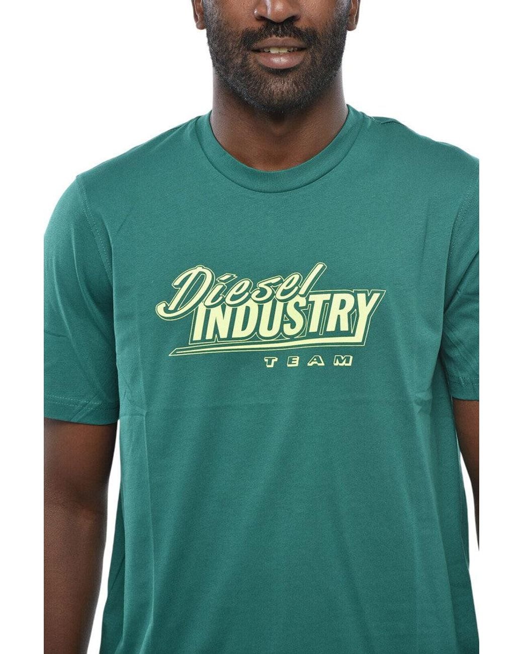 DIESEL Green Graphic Logo T-Shirt for men