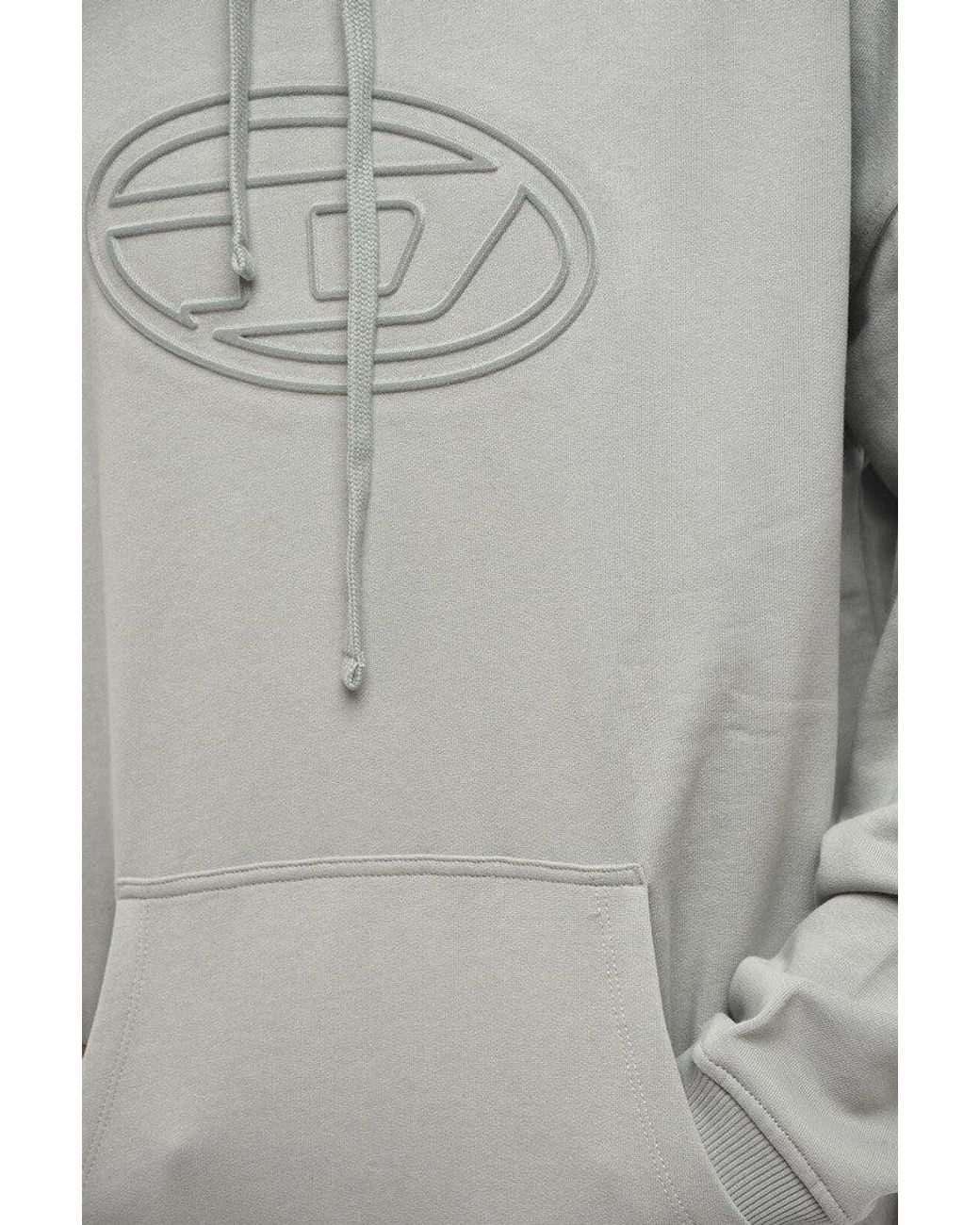 DIESEL Gray Relaxed Logo Hoodie for men