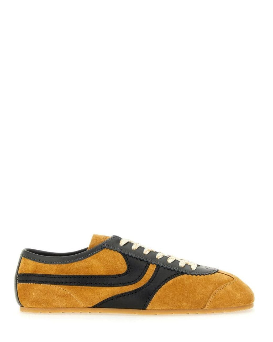 Dries Van Noten Brown Color Block Suede Sneakers for men