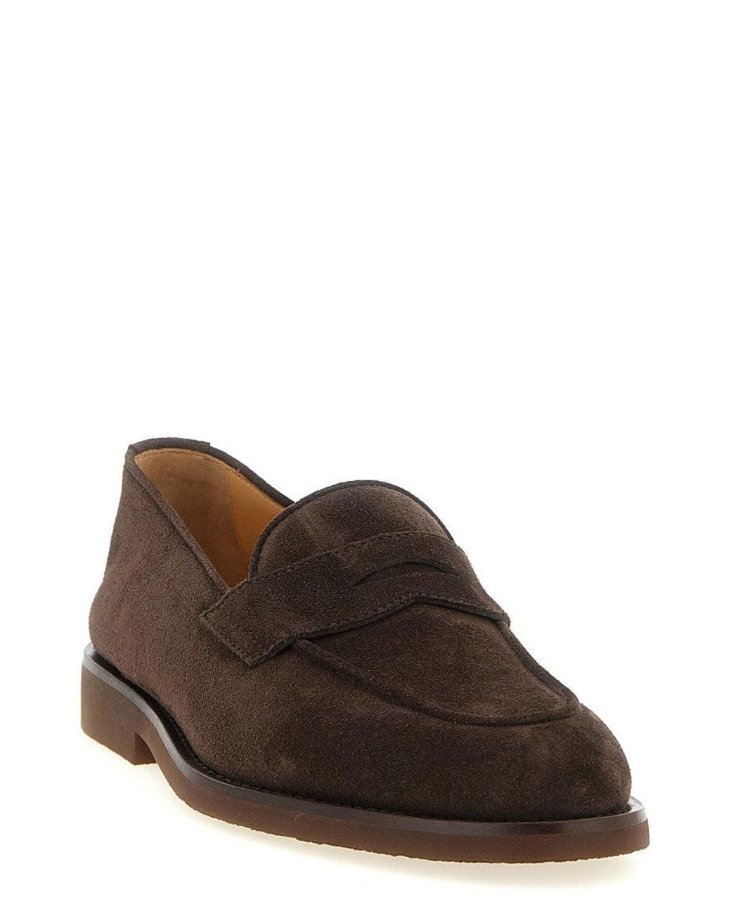 Brunello Cucinelli Brown Penny Loafers for men