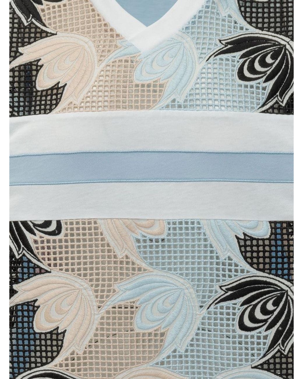 Marni Blue Floral V Neck T-Shirt