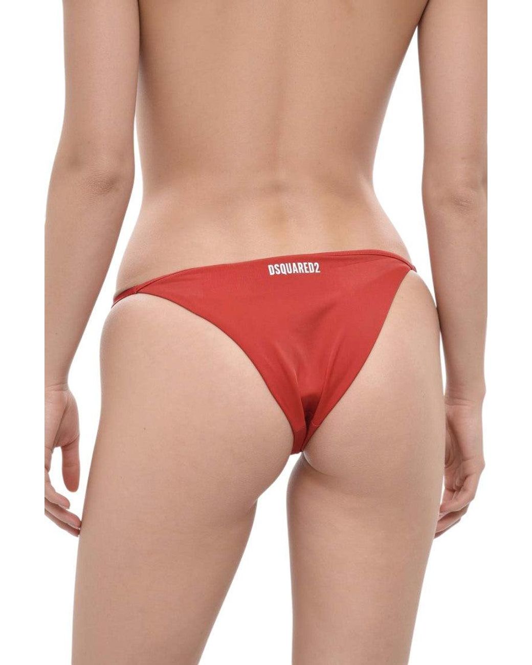 DSquared² Red Logo Bikini Bottom Swimwear
