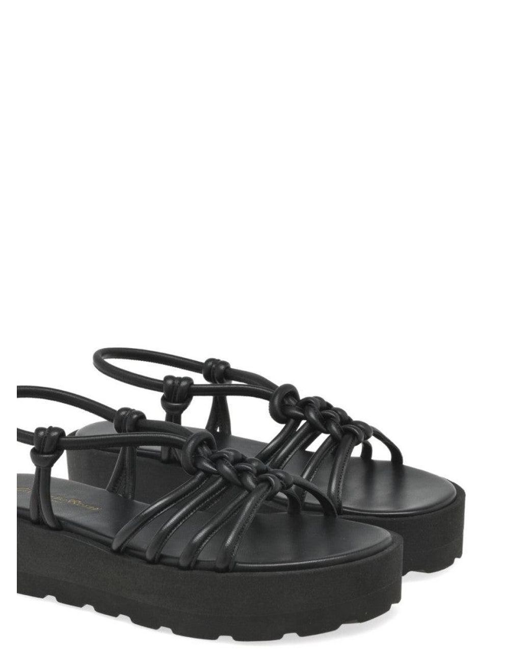 Gianvito Rossi Black Knotted Leather Sandals