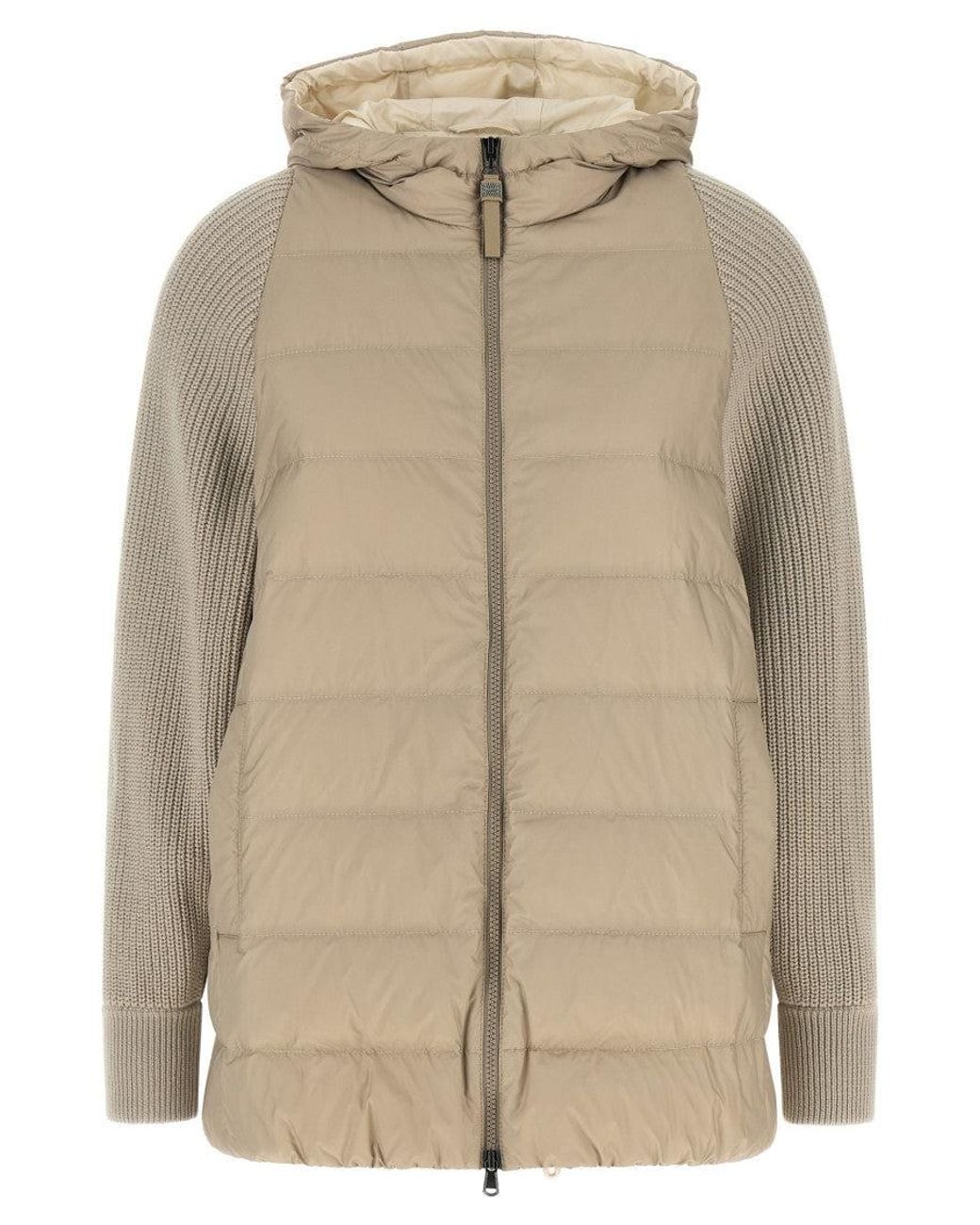 Brunello Cucinelli Natural Quilted Hood Jacket