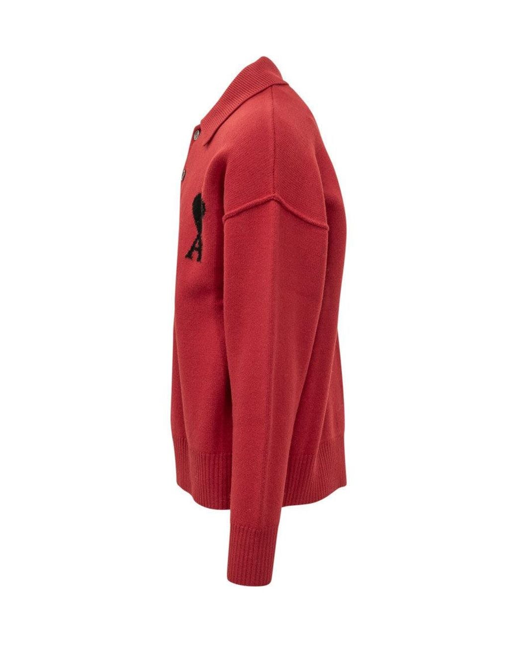 AMI Red Shirt Collar Logo Polo for men