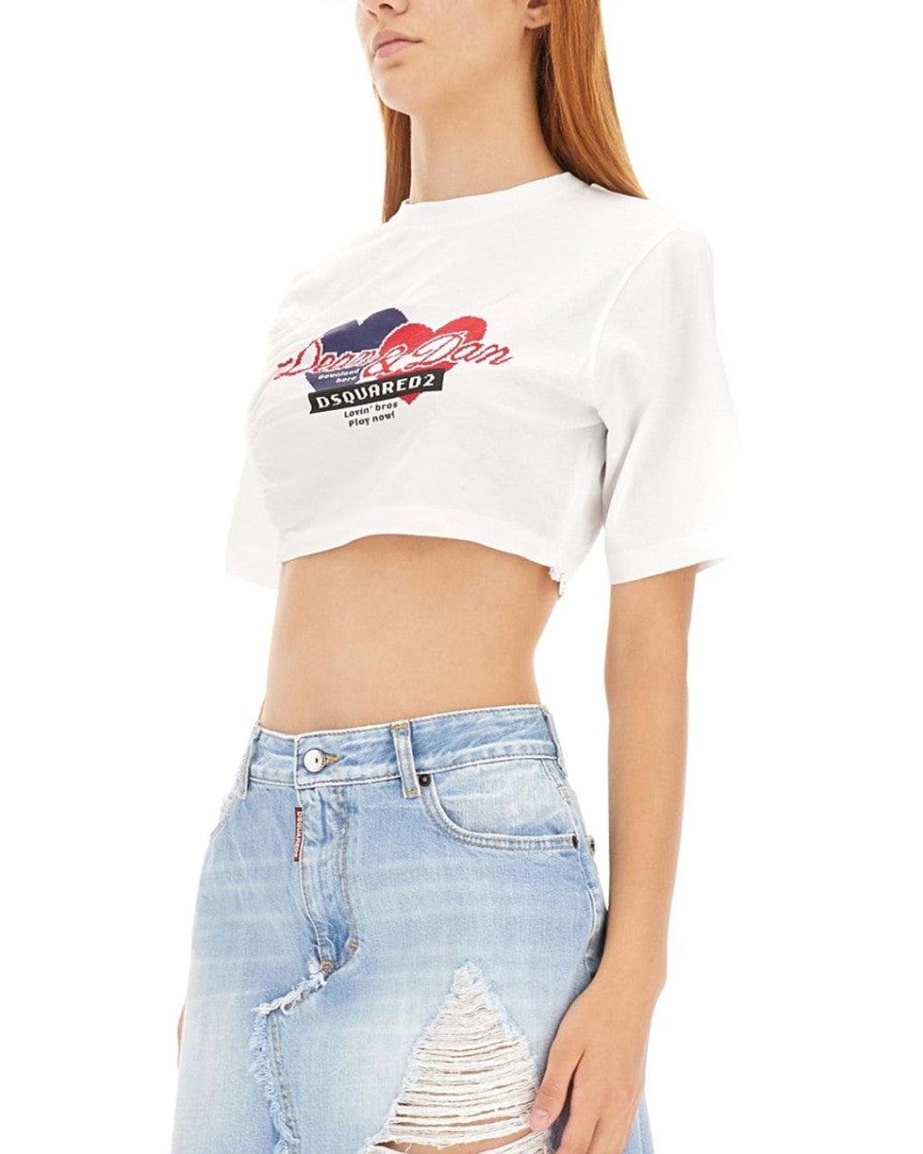 DSquared² White Graphic Crew Neck T-Shirt