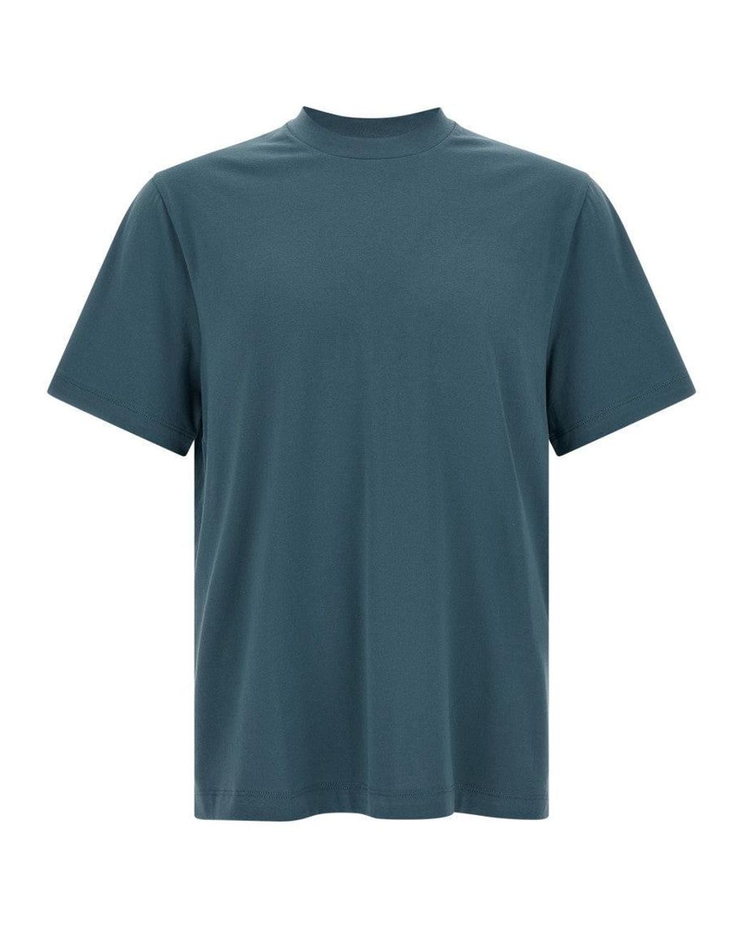 Brioni Blue Solid Crew Neck T-Shirt for men