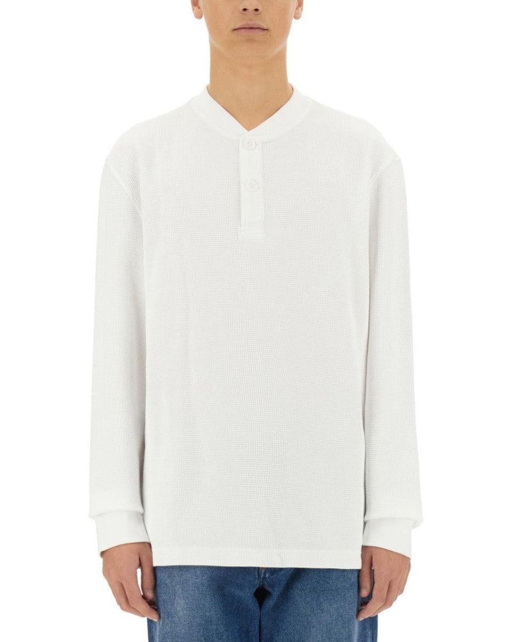 Baracuta White Henley Cotton T-Shirt for men