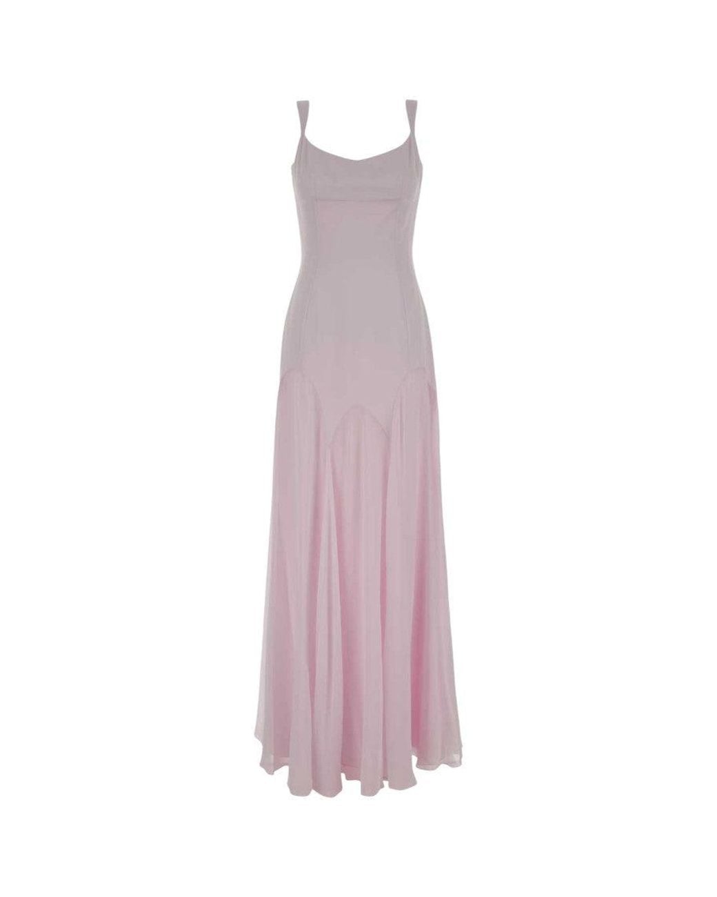 McQueen Purple Solid Scoop Neck Maxi Dress