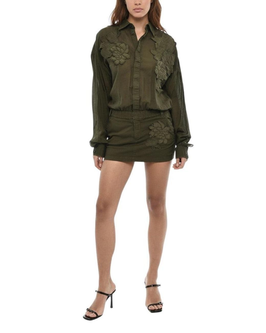 DSquared² Green Floral Mini Dress