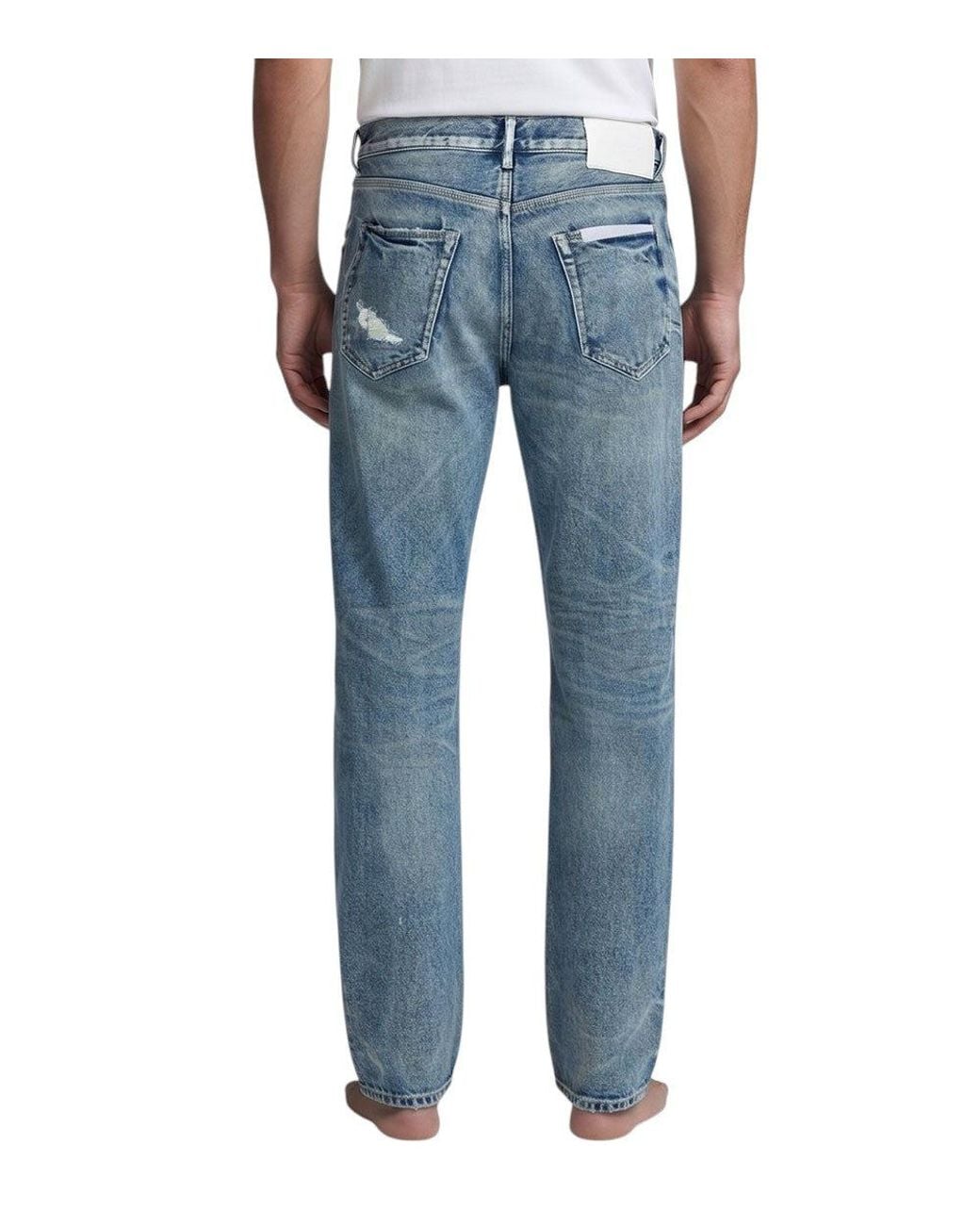 Purple Brand Blue Distressed Mid Rise Jeans for men