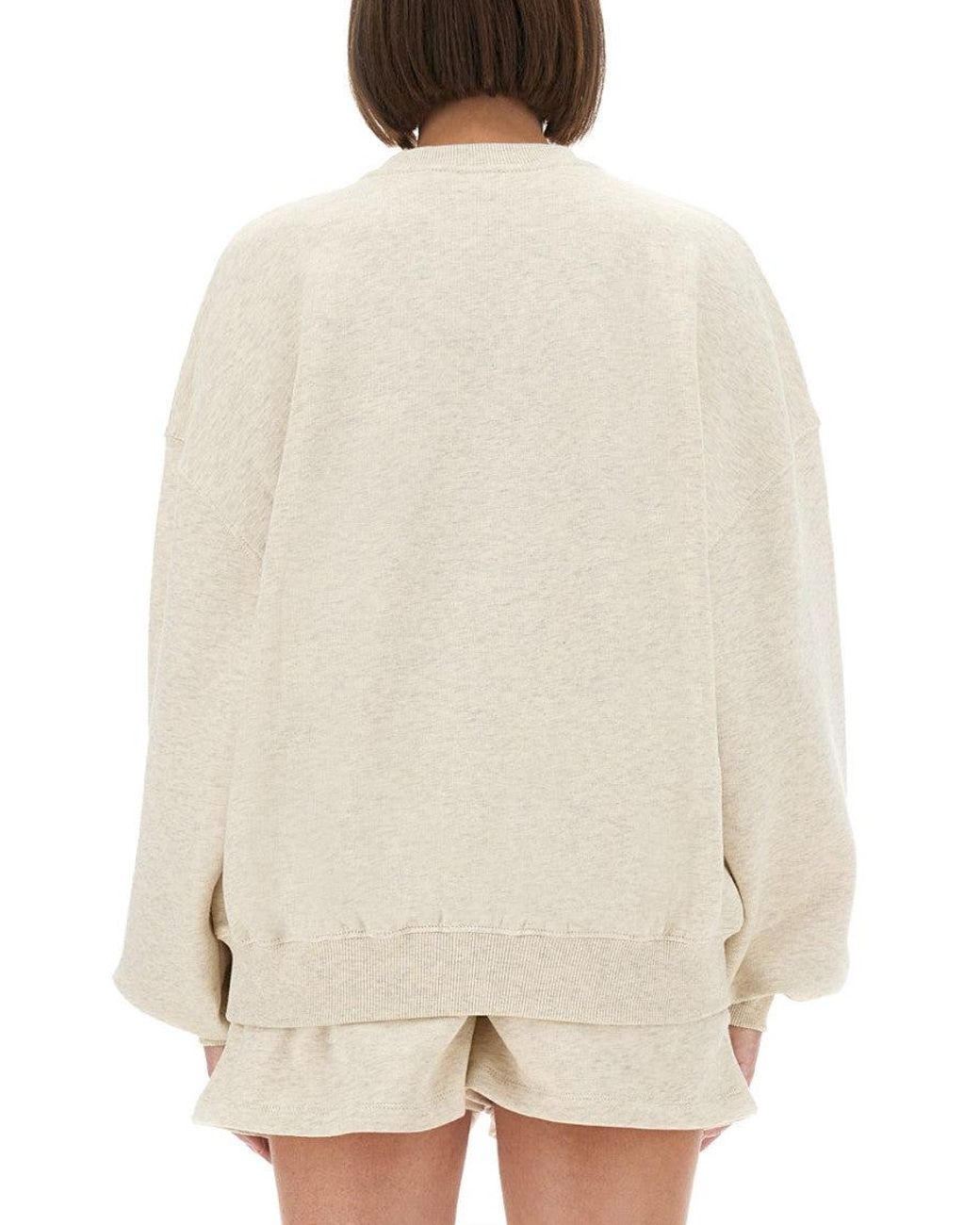 ROTATE BIRGER CHRISTENSEN White Graphic Crew Neck Sweatshirt