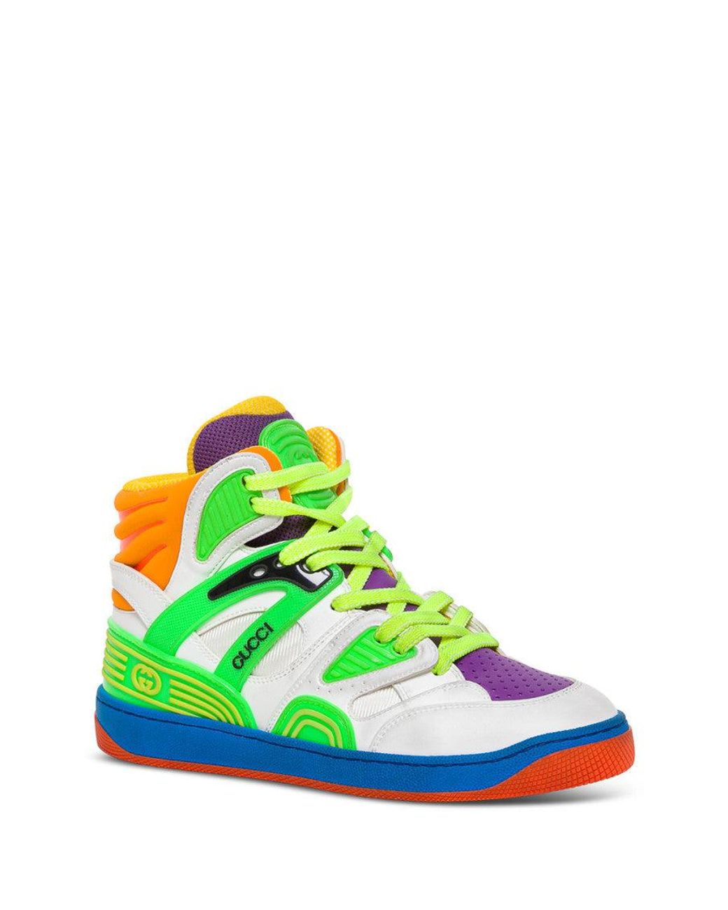 Gucci Multicolor Basket Faux-leather And Mesh High-top Trainers