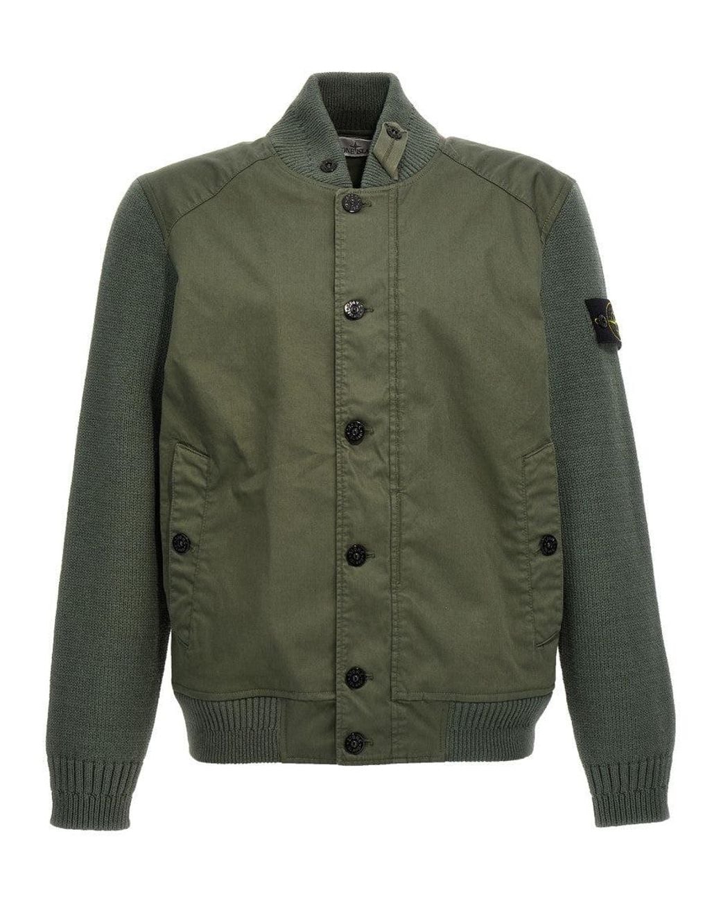 Stone Island Green 'Bio Raso With Bio Alloy Light Cover Tc' Bomber Jacket for men