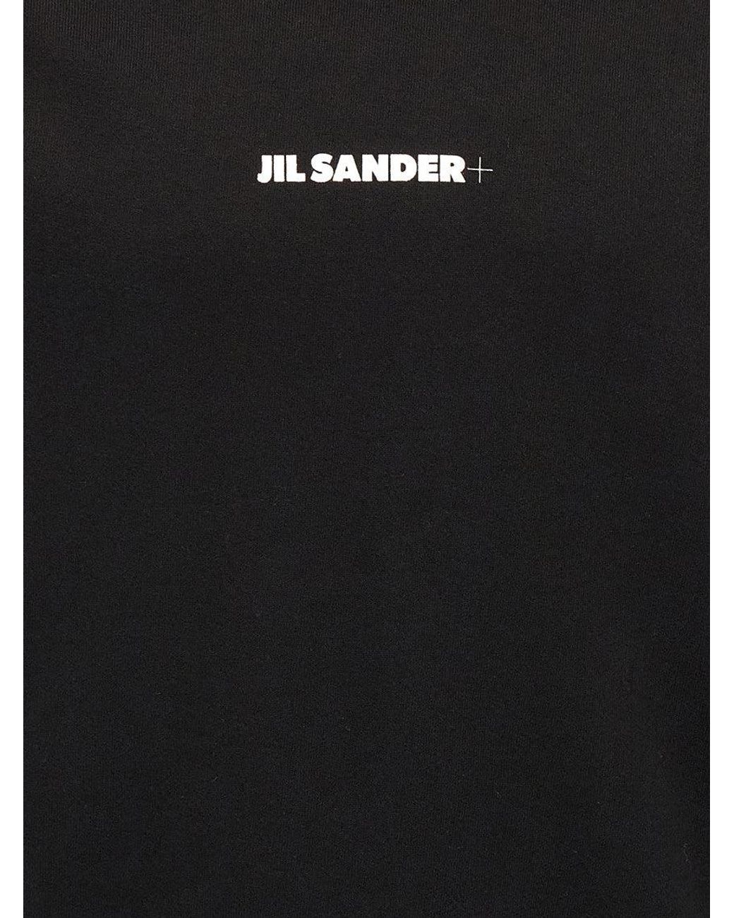 Jil Sander Black Cotton T-Shirt With Logo Print for men