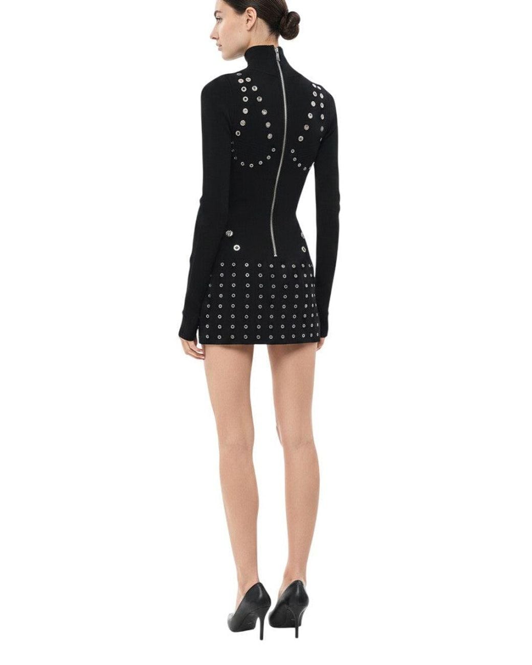 Off-White c/o Virgil Abloh Black Embellished Turtle Neck Mini Dress