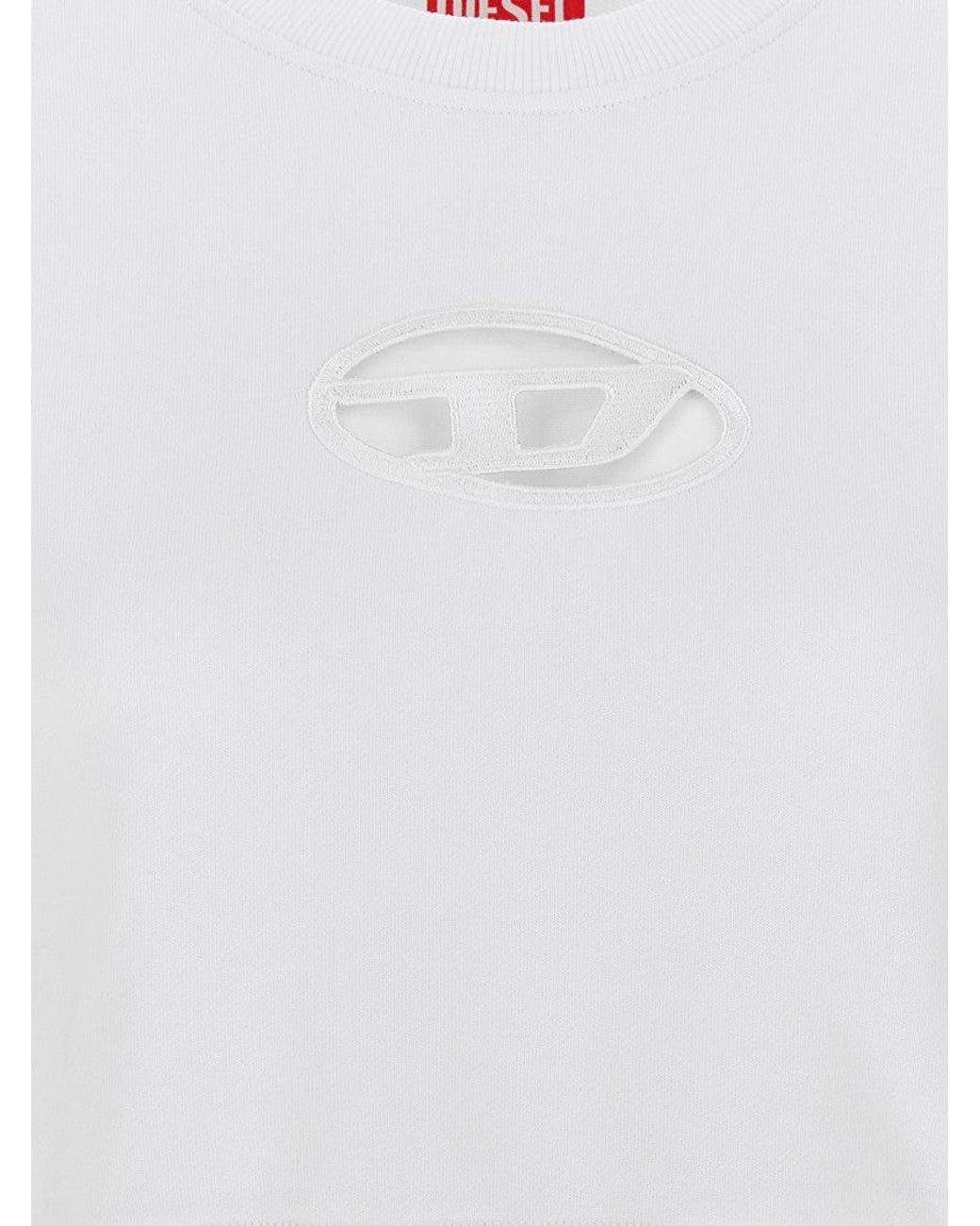 DIESEL White Cropped Sweatshirt