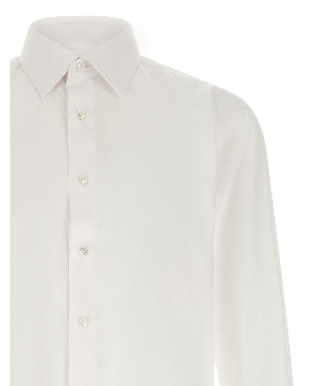 Brioni White Regular Solid Shirt for men