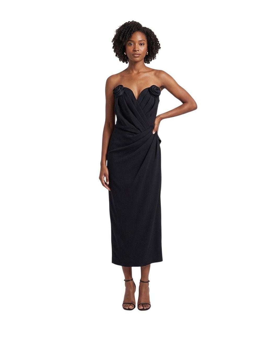 Magda Butrym Blue Solid Strapless Midi Dress