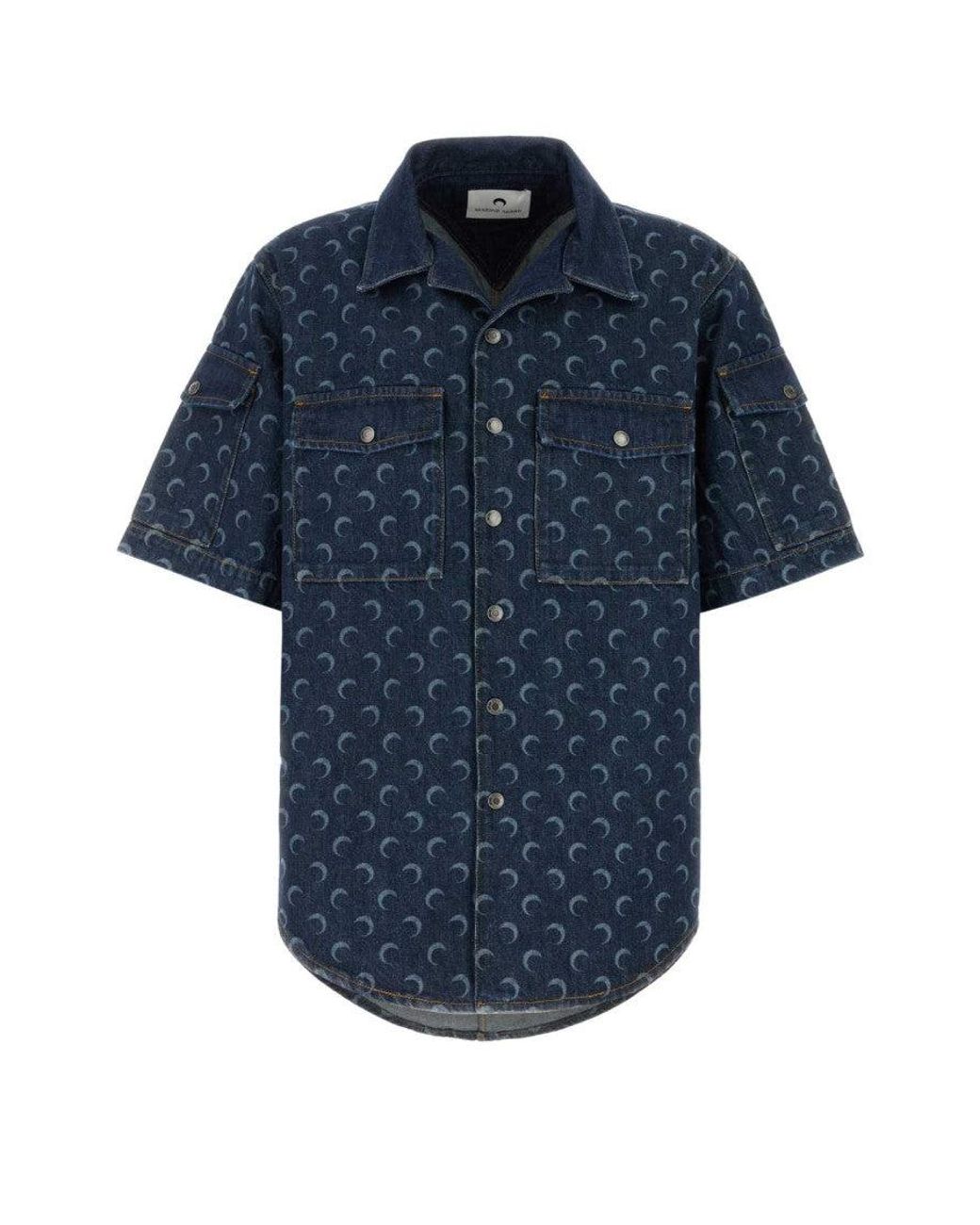 MARINE SERRE Blue Printed Shirt for men