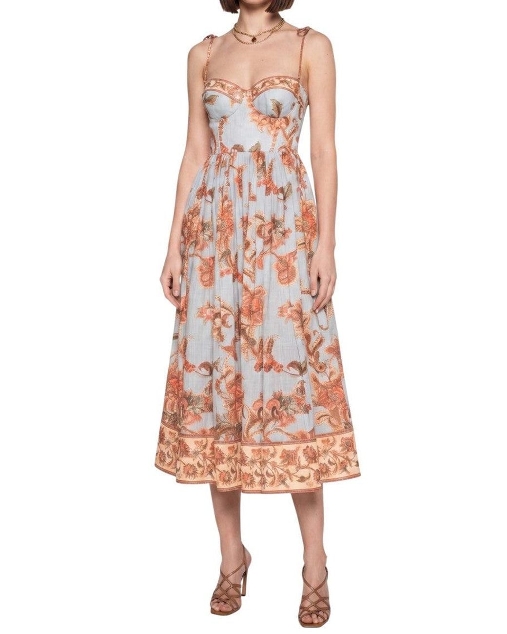 Zimmermann White Floral Sweet Heart Neck Maxi Dress