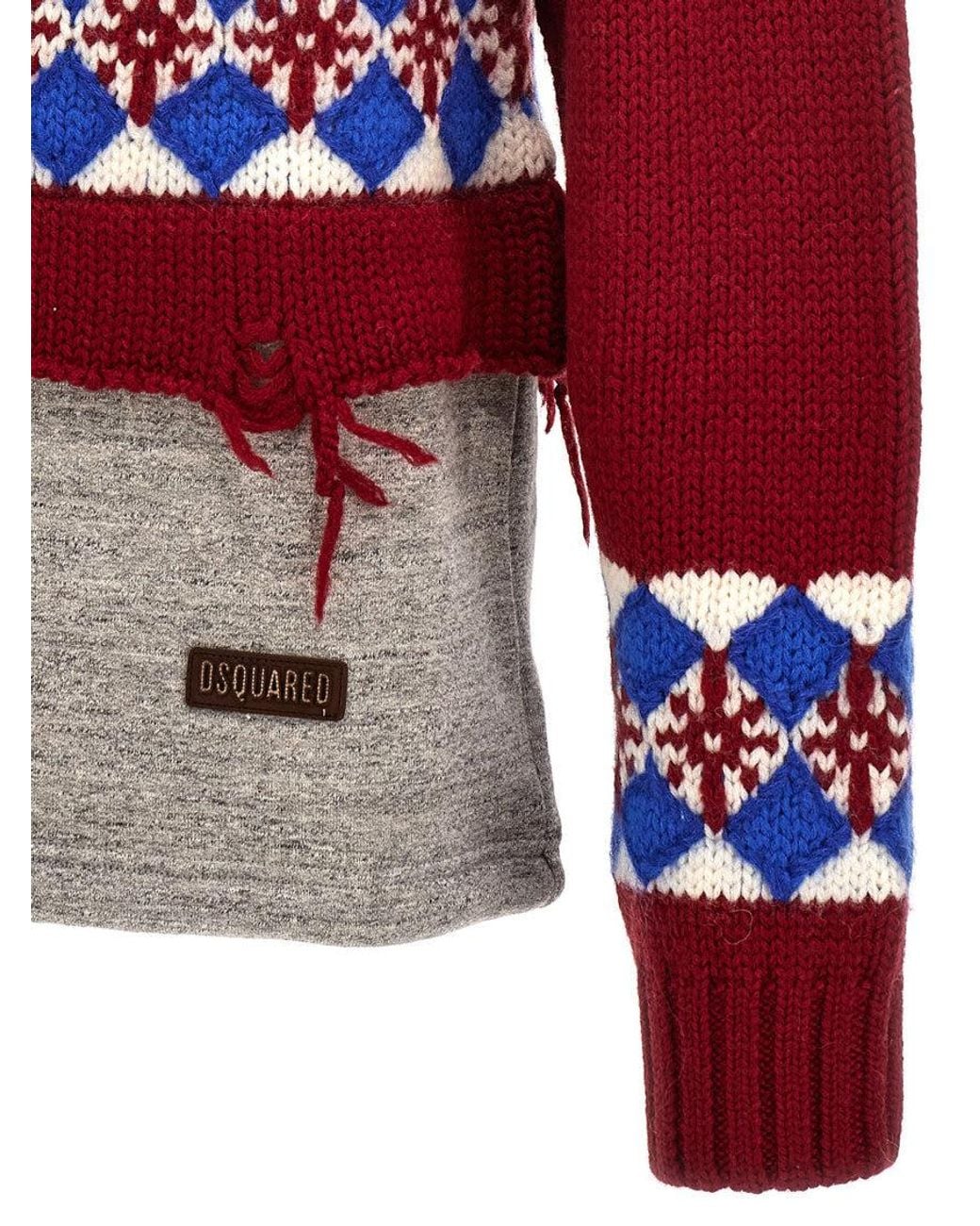 DSquared² Red Knitted Crew Neck Sweater for men