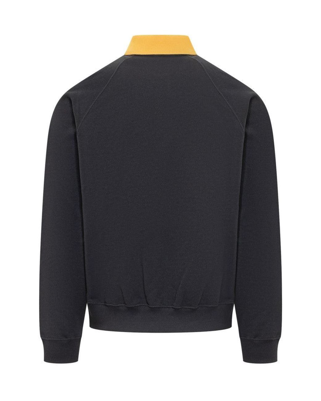 Versace Blue Solid Shirt Collar Sweatshirt for men