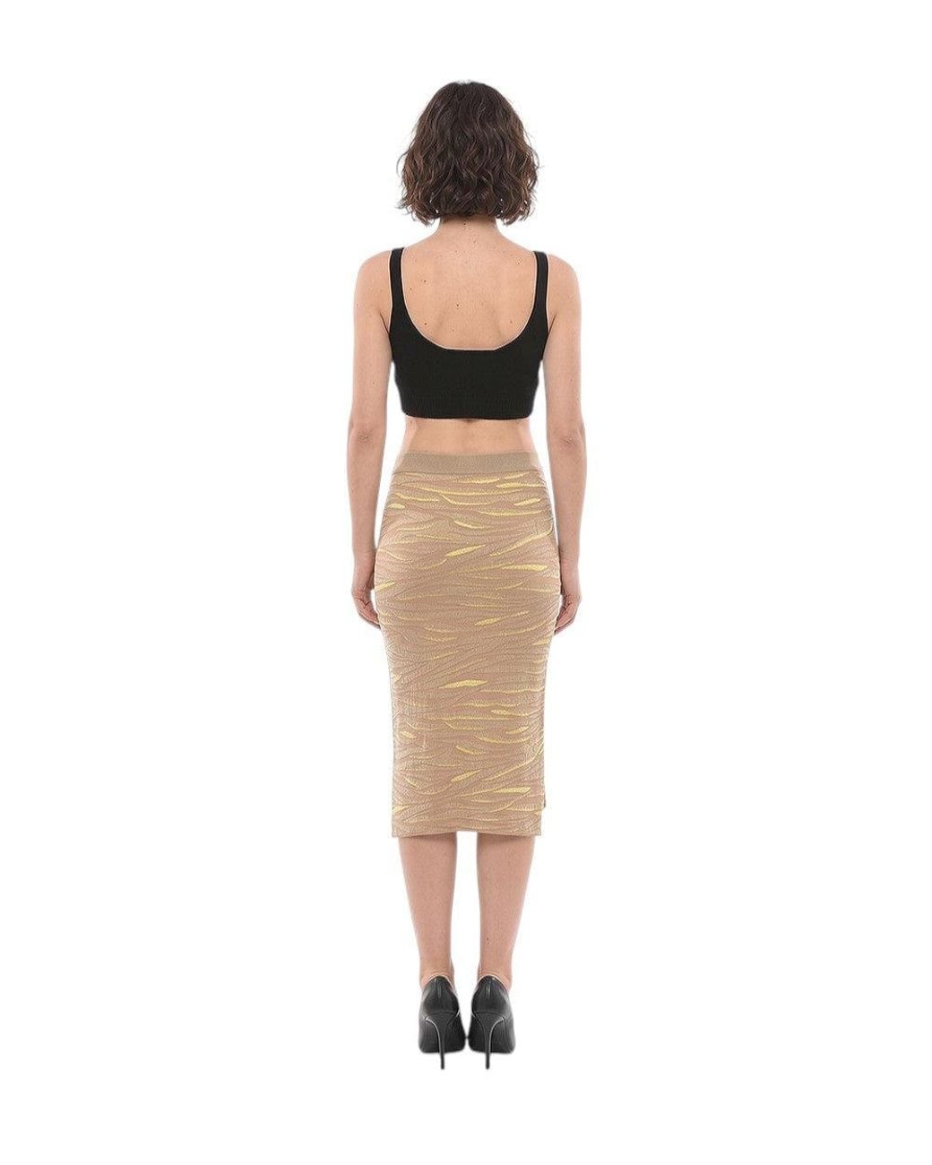 Stella McCartney Yellow Animal Print Calf Length Skirt