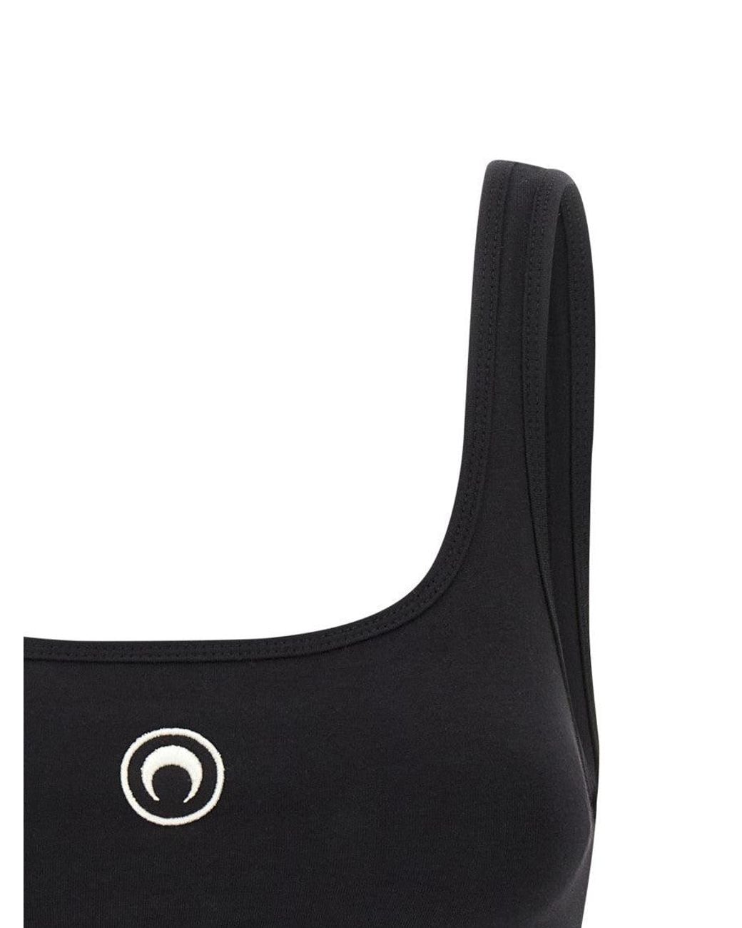 MARINE SERRE Black 'Moon Logo Stretched Jersey Sport' Top