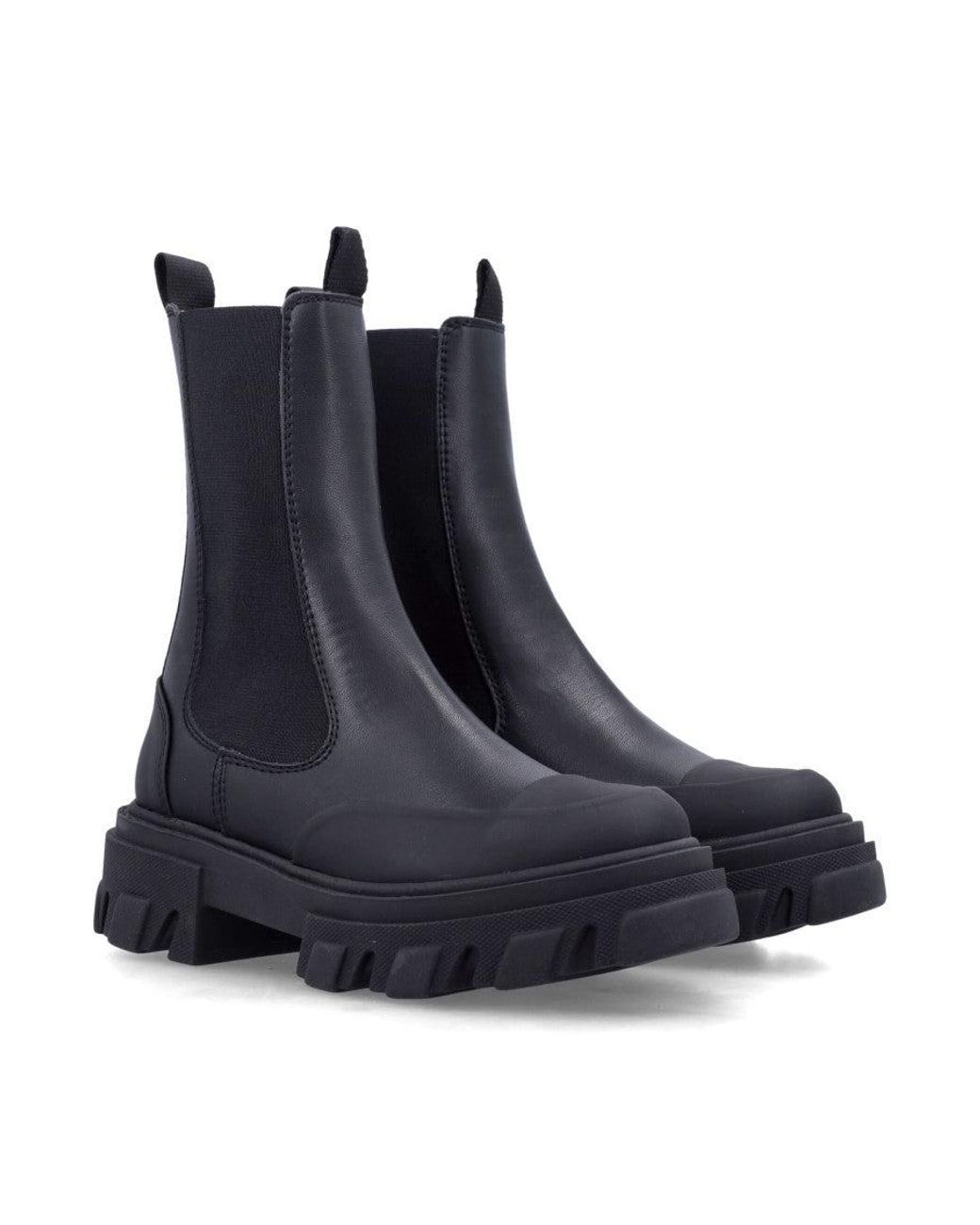 Ganni Blue Mid Cleated Chelsea Boots