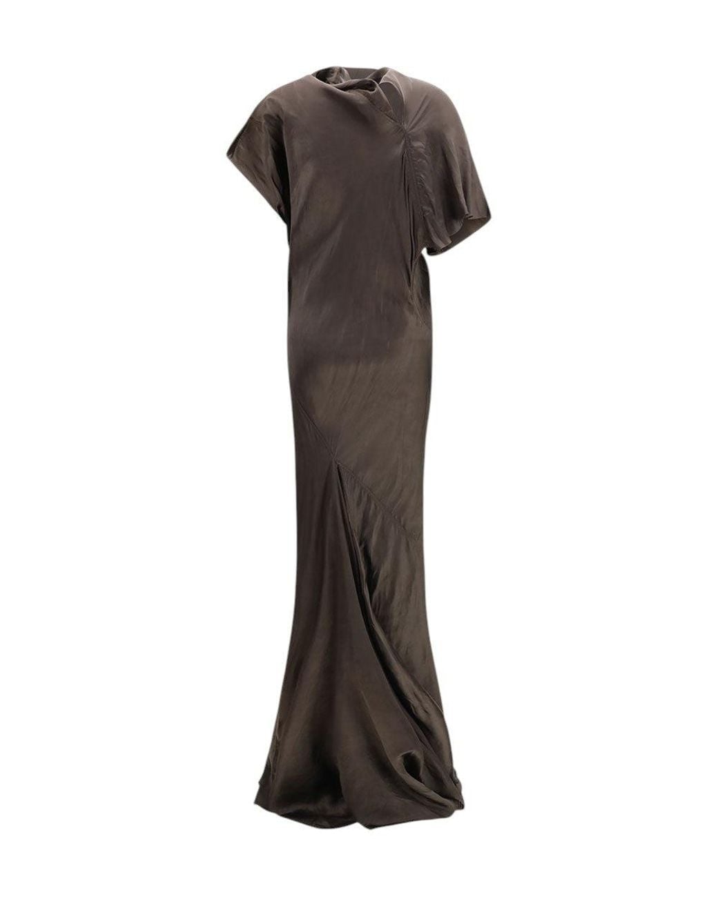 Rick Owens Brown Cowl Neck Maxi Dress