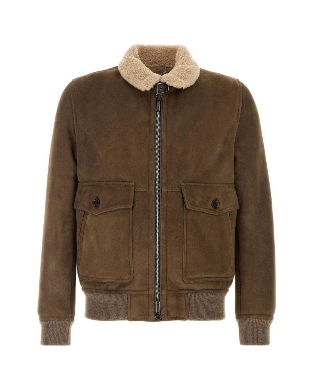 Moorer Brown Shirt Collar Jacket for men