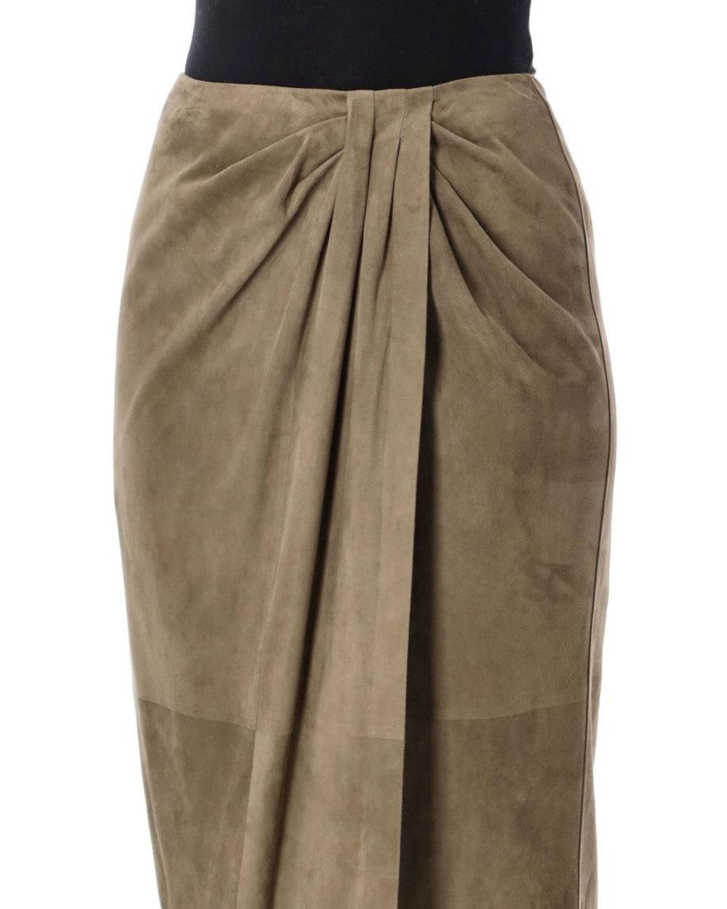 Ralph Lauren Green Teegan Suede Skirt